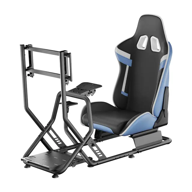 Wiltec Simulador de carreras cabina de carreras 71 x 136 x 108 cm, simulador de coche con asiento hasta 100 kg, sim racing con soporte para monitor, soportes para volante, palanca de cambios y pedales