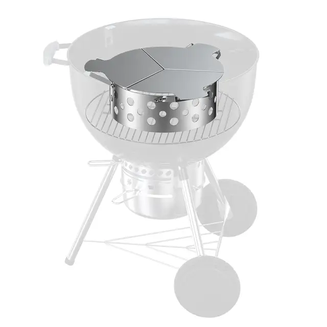 Onlyfire Smoker Barbacoa Kit de Acero Inoxidable para Kettle Grill da 57CM, Accesorio para Barbacoa, Grill Fumador Caja para Fumadores Con Cuatro Soportes de Elevación de Red para Hornear