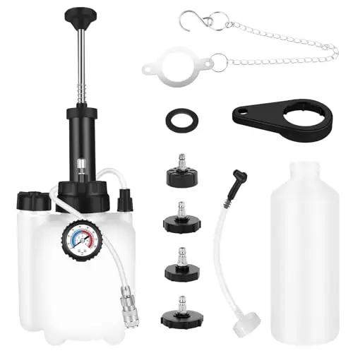 ASUNCELL 3L Auto Freno Purga, Manual Freno Fuid Presión Purgador Botella, Profesional Un Hombre Coche Freno Kit, Adaptador para la mayoría de los Modelos Europeos