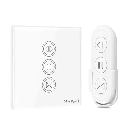 LoraTap Interruptor Persiana WiFi con Mando a Distancia RF, Interruptor Táctil de Pared para Cortina Eléctrica, Funciona con La Aplicación Smart Life, Compatible con Alexa y Google Home