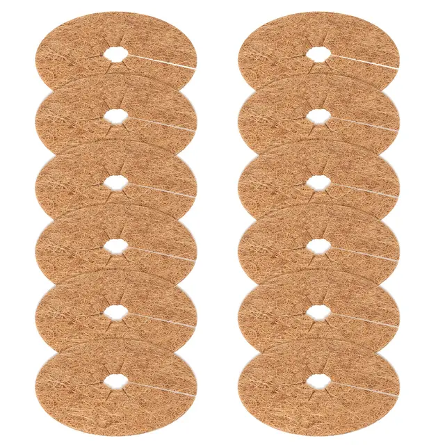 YiliYa 12 PCS Disco de Coco,20cm Estera de Coco protección,Disco De Mantillo De Coco,Disco de Protección de Plantas,Disco de Coco Protección de Plantas,Protección de Invierno para Plantas de Maceta