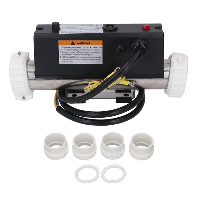 Qcwwy Calentador de Piscina Eléctrica, Termostato de Agua con Control de Temperatura Autocompletado para Bañera de SPA Piscina Hardpada con Interruptor de Presión (3KW)