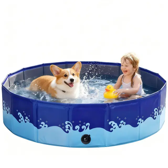Nobleza Piscina para Perros Plegable, Bañera para Mascotas Antideslizante y Resistente a Arañazos, Piscina Infantil de Verano para Jardín y Exterior, 80 * 20cm