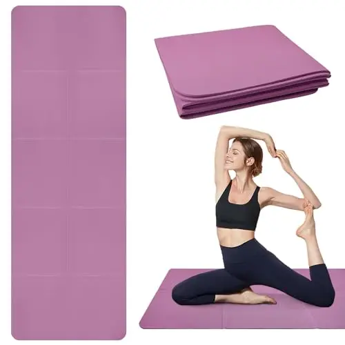 Esterilla de yoga plegable Esterilla de fitness portátil Esterilla de yoga de viaje Esterilla deportiva antideslizante de TPE para pilates,gimnasia,entrenamiento y viajes,183 x 61 x 0,5 cm