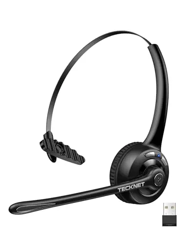 TECKNET Auriculares Bluetooth & USB Dongle,inalámbricos con micrófono con cancelación de Ruido, de Silencio para Camionero/teléfono móvil/PC/Call Centro/Skype