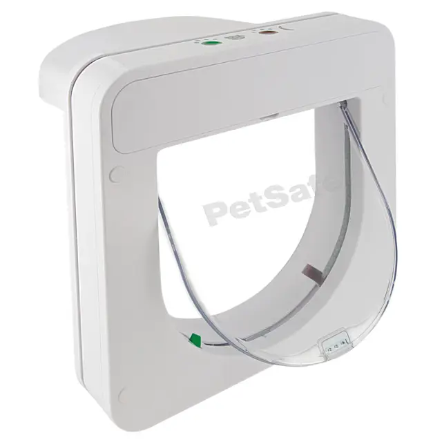 PetSafe Gatera con Microchip Petporte, Puerta para Gatos Electrónica con Reconocimiento de Chip, Funciona con Batería o Cable de Alimentación, Temporizador Integrado, Fácil Instalación en Madera, Vidrio, PVC, Paredes de Ladrillo, Gatos de hasta 7Kg