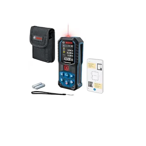Bosch Professional Laser Measure GLM 50 C (Data Transfer Via Bluetooth, 360° inclination Sensor, Range: 0.05–50 m, 2 x 1.5 V Batteries, Protective Bag)