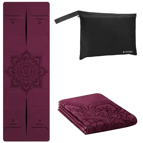 Navaris Esterilla de Yoga Plegable - Alfombra de Gimnasia Antideslizante de 183 x 61 x 0.15 CM - Colchoneta Deportiva para Pilates Ejercicio - Azul