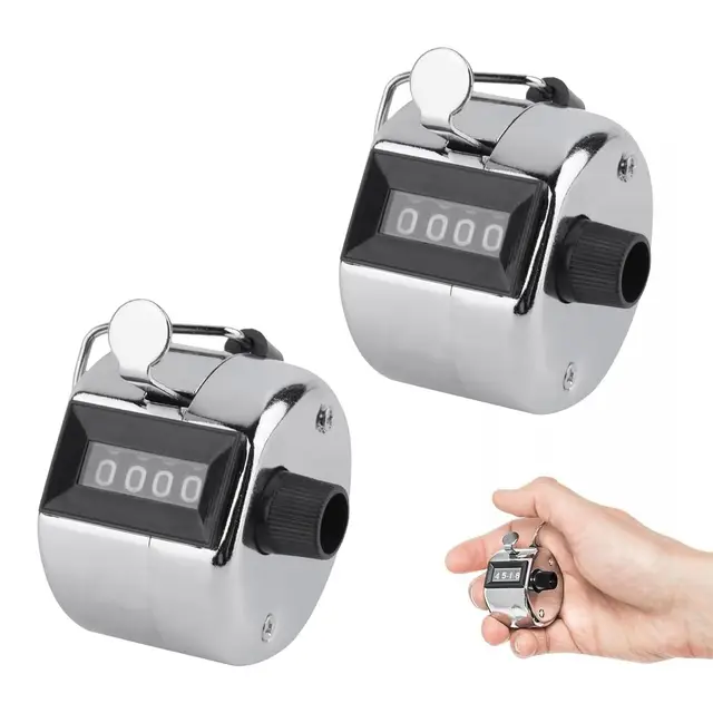 2PCS Contador Manual Mecanico, 4 Dígitos Contador Manual Digital,Contador de Clics Mecánico con Anillo de Metal para Deportes,Aviones, Golf