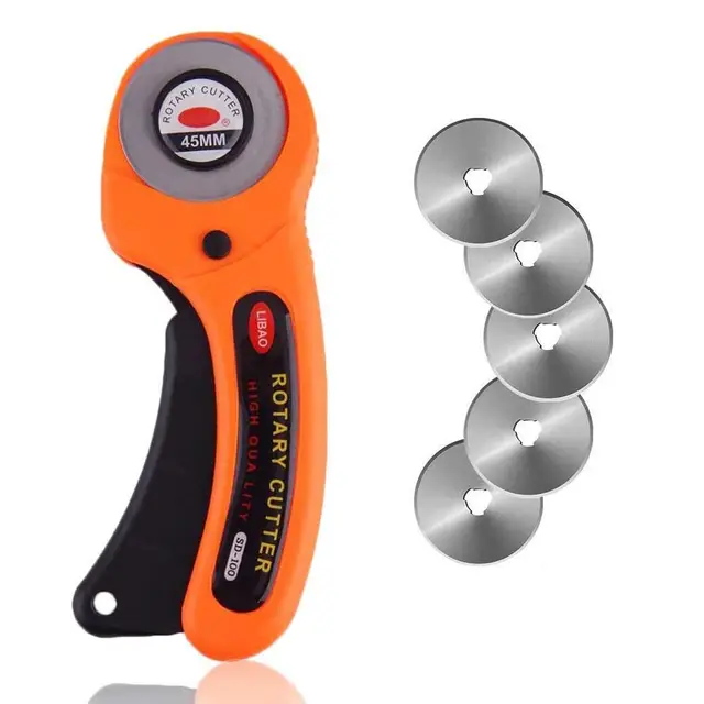 Cutter Rotativo con 5 Cuchillas Circular 45mm de Repuesto Cortador Giratorio Cortar Herramienta de Corte,para Cortar Tejidos, Tarjetas,Cuero,etc