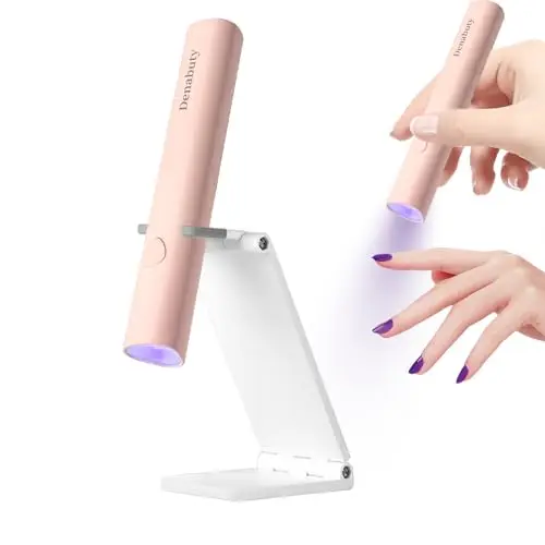 Lampara Uñas Semipermanentes, Denabuty Mini Lampara UV LED Uñas 3W, Secador de Uñas Portátil et Recargable con 2 Temporizador 20/60S, para Manicura, Resina de Extensión de Gel DIY Arte de Uñas Rosa