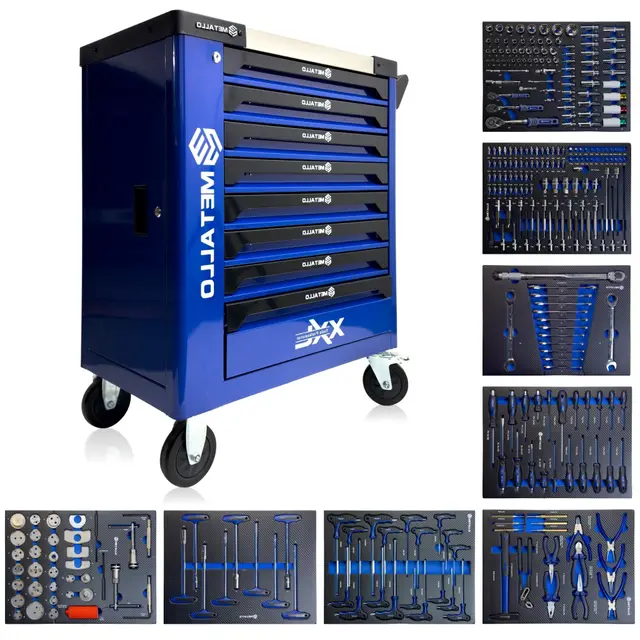 Metallo Blue 8/8 - Carro de herramientas con 8 cajones y herramientas