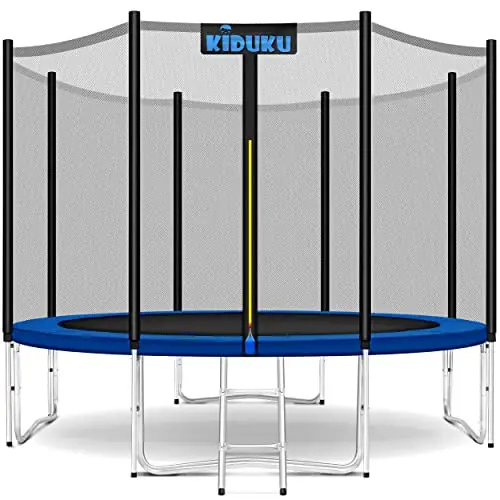 KIDUKU® Trampolín Ø 244/305 cm - Juego Completo con Red de Seguridad, Escalera, Cubierta de Bordes, Anclaje de Suelo y Accesorios para Exterior jardín Cama elástica Infantil Capacidad de Carga 150 kg