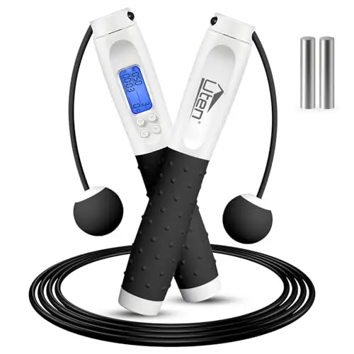 Uten Cuerda para Saltar, con Temporizador y Contador de Calorías, Cuerda para Saltar Inalámbrica, Longitud Ajustable, 3m, Mango Antideslizante, para Fitness, Entrenamiento