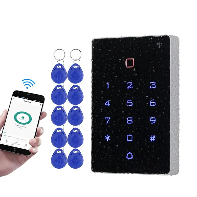 Controlador de Teclado WiFi Tuya Control de Acceso, IP68 Impermeable Teclado RFID, Retroiluminación, Sistema de Alarma de Salida WG26/34 + 10 llaveros
