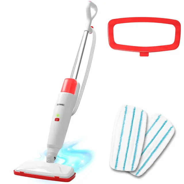 Duronic STM15 WE Mopa de Limpieza a Vapor 1500W, Limpiador a Vapor automático, Limpia sin Químicos, Gran Depósito 500 ml, hasta 100 °C, para Suelos Duros, Baldosas y Alfombras, Color Blanco