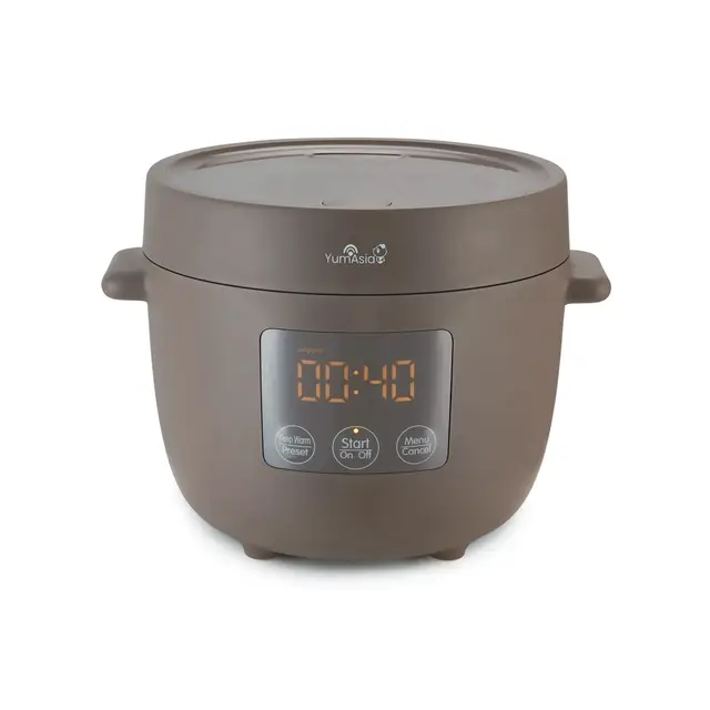Yum Asia Tsuki Mini arrocera con cuenco de cerámica Shinsei (2,5 tazas, 0,45 litros) 5 funciones de cocción de arroz, 2 funciones de multicocina, pantalla LED oculta, 220-240V (Pebble Grey)