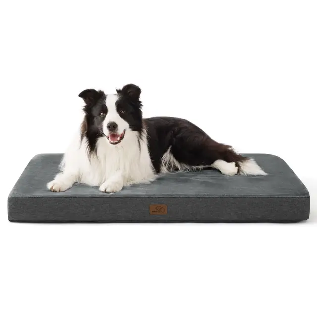 Bedsure Cama Perro Ortopédica Grande - Colchón Perro Lavable con Funda Desenfundable y Evestimiento Impermeable, Espuma Viscoelástica, Gris, 89x56cm