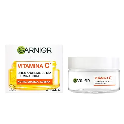 Garnier, Crema de Día Iluminadora con Vitamina C, Corrige líneas y Potencia la luminosidad en 24H, Fórmula Vegana, 50 ml