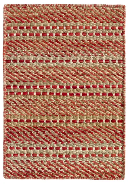 HAMID - Alfombra Yute Lana Olivia, Alfombra Lana y Yute, Tejida a Mano Tejida para Salon, Dormitorio, Sala de Estar, Rojo Natural, (40x60cm)