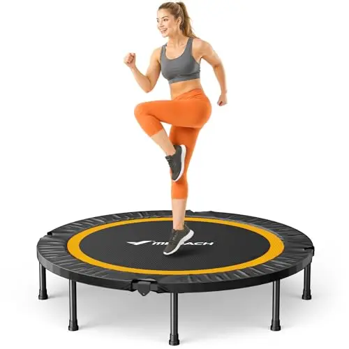 MERACH Trampolin Fitness Adultos - 102cm/122cm Camas Elasticas Plegables De Pulgadas con Carga Máxima De 330 LB, Cama Elastica Fitness Silencioso para Entrenamiento Físico