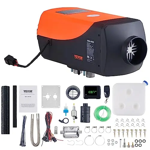 VEVOR Calentador de Aire Diesel 12V 8KW Consumo 0,16-0,62 L/h Calefacción Estacionaria 8-36°C Ajustable 20-25m² Control LCD Inteligente Mando a Distancia Depósito de 10L para RV Camión Barco