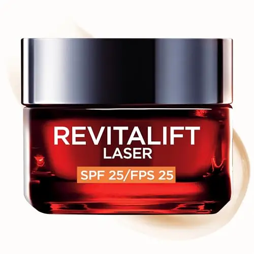 L'Oréal Paris Revitalift Laser SPF 25, Crema de Día Nº1 Anti-Edad Triple Acción, con Pro-Retinol, Ácido Hialurónico y Vitamina Cg, Reduce Arrugas, Reafirma y Reduce Manchas Oscuras, 50ml