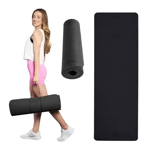 TREXO Esterilla de fitness en rosa, 183 x 61 cm y 10 mm de grosor, de TPE ecológica con superficie antideslizante, esterilla ligera para entrenamiento de fuerza, yoga, pilates y estiramientos