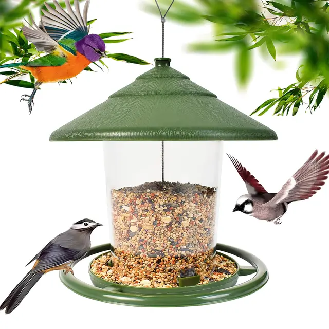 Comedero para Pájaros Salvajes Colgante Comedero Pájaros Exterior Transparente Resistente a Intemperie Comedero de Semillas Gran Capacidad Alimentación de Aves para Jardín y Balcón