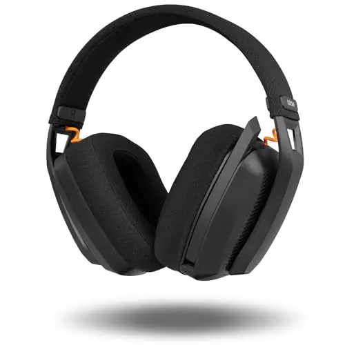 KROM KANJI – Auriculares Gaming Inalámbricos con Conexión Bluetooth 5.3, 2.4 GHz y USB, Drivers 40 mm, Micrófono Omnidireccional, Control Volumen, Mute en Auricular, Diadema Ajustable y Ligera – Negro
