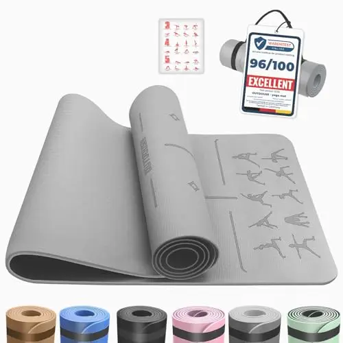 Esterilla Yoga,Esterilla Fitness Antideslizante,TPE Colchoneta Gimnasia, para Pilates,Deporte,Gimnasia,Estiramientos, Esterilla Deporte con bandolera 183x61cm