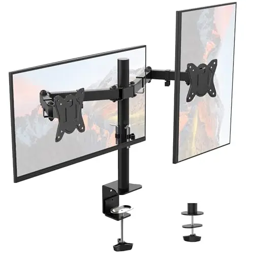 GRIFEMA GB2001-2 Soporte Monitor Doble con Brazo para Escritorio – 2 Monitores de 13-32", 9 kg por Brazo, VESA 75/100, Altura e Inclinación ±90°, Negro