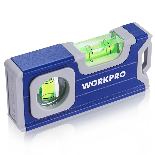 WORKPRO Nivel Burbuja Magnético de Bolsillo 115 mm, Medición Horizontal y Vertical 2 en 1
