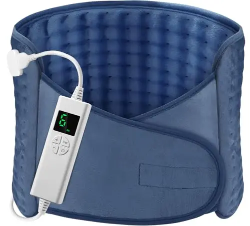 Manta Electrica OneAmg 126X30cm Esterilla Electrica con 6 Niveles de Temperatura y Apagado Automático Lavable Calentamiento Rápido Almohadilla Eléctrica Lumbar Espalda Cuello Cervical Abdominal Azul