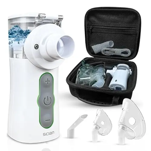 Arcanix Nebulizador Portátil Bebe Niños Adultos Nebulizador Pediatrico para Mocos Silencioso Inhalador Nasal Inhalador Vapor Aerosol Malla Vibratoria USB Tipo C Pilas Asma Alergias Estuche