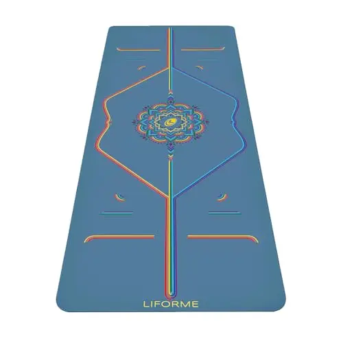 Colección de alfombrillas de yoga estampadas Liforme – Sistema de alineación patentado, antideslizantes, ecológicas, resistentes al sudor, largas, anchas y gruesas para el máximo confort