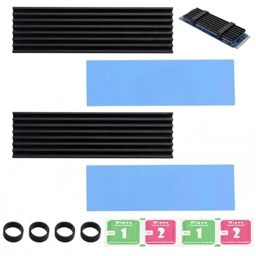 2 Piezas Disipador M.2 2280 Aluminio con Almohadilla Térmica, Disipador de Calor M.2 para SSD NVMe NGFF Disco Duro, Heatsink SSD Refrigeración Eficiente para PC Dispositivos Semiconductores