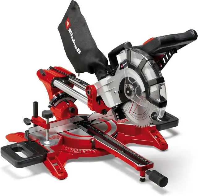 Einhell Ingletadora TC-SM 2131/1 Dual (máx. 1.800 W, 4.900 min-1, función de tracción integrada, tope de pieza, dispositivo de sujeción, incl. hoja de sierra de carburo de tungsteno, láser)