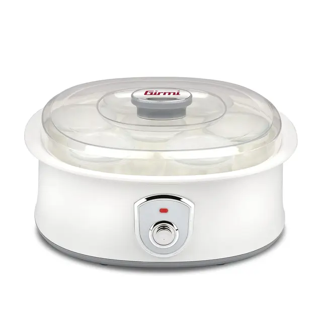 Girmi YG03 Yogurtera, 7 tarros de cristal de 180 ml, Luces de funcionamiento, 20 W, 42-50° C, blanco