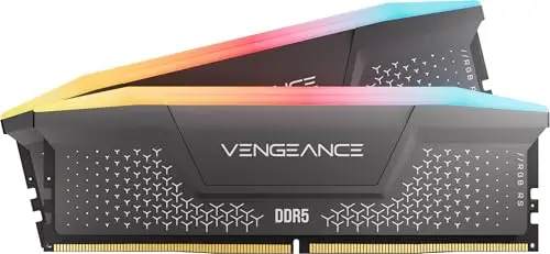 CORSAIR Vengeance RGB RS DDR5 RAM 32GB (2x16GB) hasta 6000MHz CL36-44-44-96 1.35V AMD Expo & Intel XMP 3.0 Memoria de Ordenador de Sobremesa – Gris (CMG32GX5M2E6000Z36)
