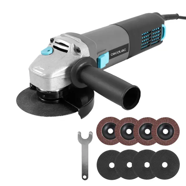 Cecotec Amoladora Angular Eléctrica RadialPower 1000 Filtra. 1000W, Filtros para Proteger el Motor del Polvo, Compatible con Discos de 125mm, Velocidad hasta 16000rpm, Incluye 8 Discos