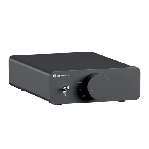 Fosi Audio Q6 Mini DAC de escritorio, convertidor de audio digital a analógico USB C para amplificador estéreo doméstico y amplificador de auriculares, entrada OPT/COA, salida/subsalida RCA