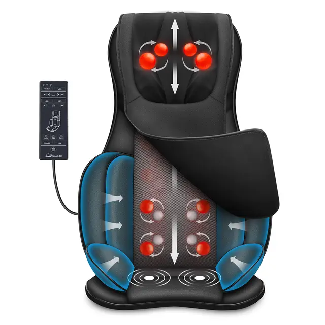 Snailax Asiento de Masaje Shiatsu con calor, Cojín de Masaje 4D con compresión/amasado/vibración, masajeador eléctrico de cuerpo completo para espalda cuello, regalos