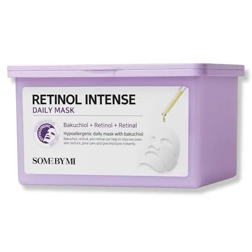 SOME BY MI Mascarilla diaria intensa de retinol – 30 hojas de 335 g – Mascarilla facial de hoja de retinol coreano de colágeno biológico – Hidratante durante la noche – Vegana – Piel de vidrio
