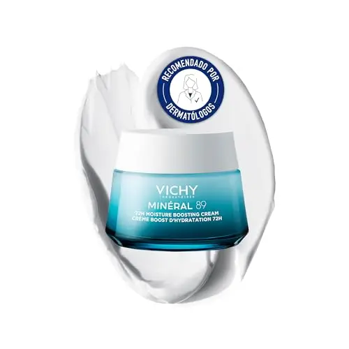 Vichy Crema Potenciadora Hidratante Ligera, Para Pieles Sensibles, Fortalece la Barrera de Hidratación durante 72 Horas, Enriquecida con Ácido Hialurónico y Escualeno, Sin Sulfatos, Minéral 89, 50 ml