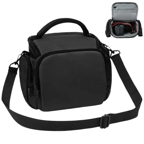 Ainiv Bolsa Camara DSLR, Impermeable y Antigolpes Camera Bag SLR, Correa de Hombro Ajustable, Bolsa para Accesorios Fotografia, Bolsa Camara Fotografica para Sony, Funda Camara para Canon (Negro)