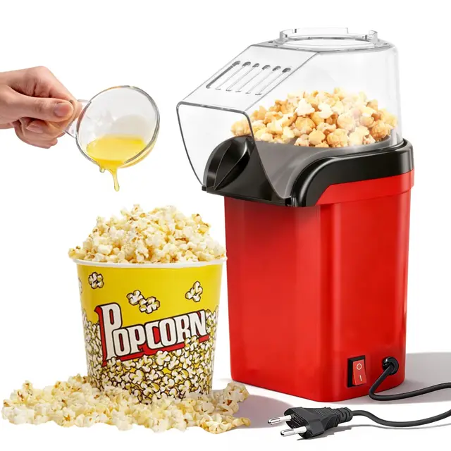Máquina de Palomitas de Aire Caliente, Palomitero Electrico con Vaso Medidor Sin Aceite, Un Toque, Palomitas en 3 MIN Maquina Palomita Portátil para Cine en Casa, Noches de Película, Fiestas