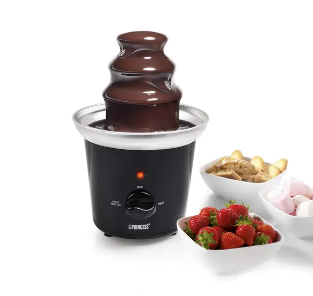 Princess Fuente de Chocolate, 3 niveles, 22,5 cm de altura, función de mantenimiento del calor, capacidad de 0,4 L, piezas aptas para lavavajillas, carcasa de acero inoxidable, 32 W, 292994