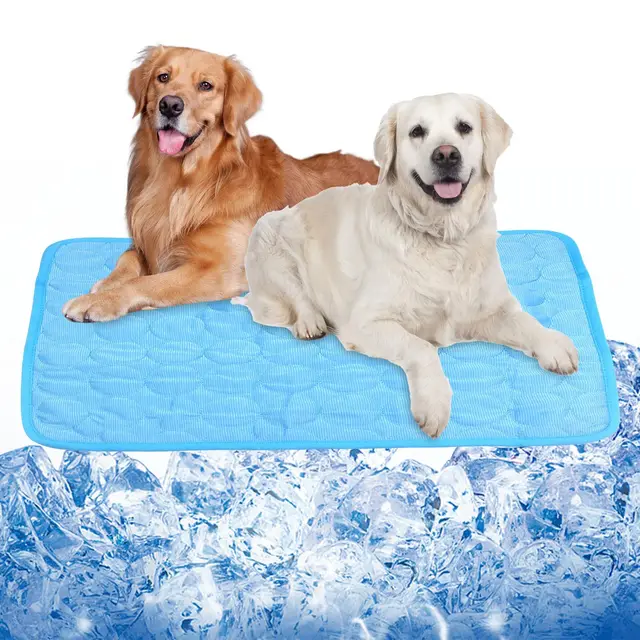 Alfombra Refrescante para Perro Mascotas, Alfombrilla de Refrigeración, 100 x 70 cm Manta Auto Refrigerante de Verano, Esterilla de Enfriamiento Grande No tóxico para Cama Gatos Animales - Azul