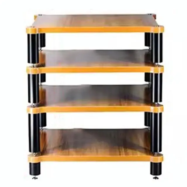 4-Tiers HiFi Rack AV Estante Mueble para Tocadiscos HiFi Rack De Audio De Madera Maciza HiFi Rack Pies Amplificador De Potencia Estante Audio Video Componentes(Wood Color,60 * 78 * 48cm)